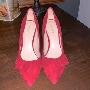 Nine West red suede heels